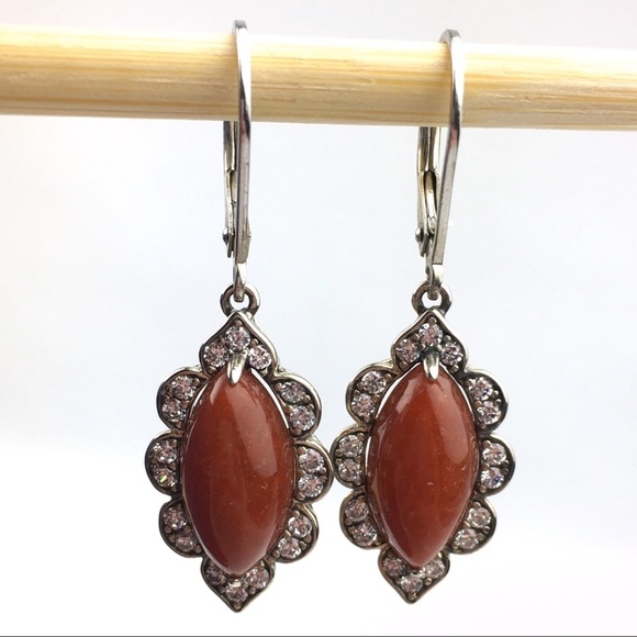 Goldstone Sandstone & Crystal Sterling Silver Earrings JOY - Picture 8 of 8